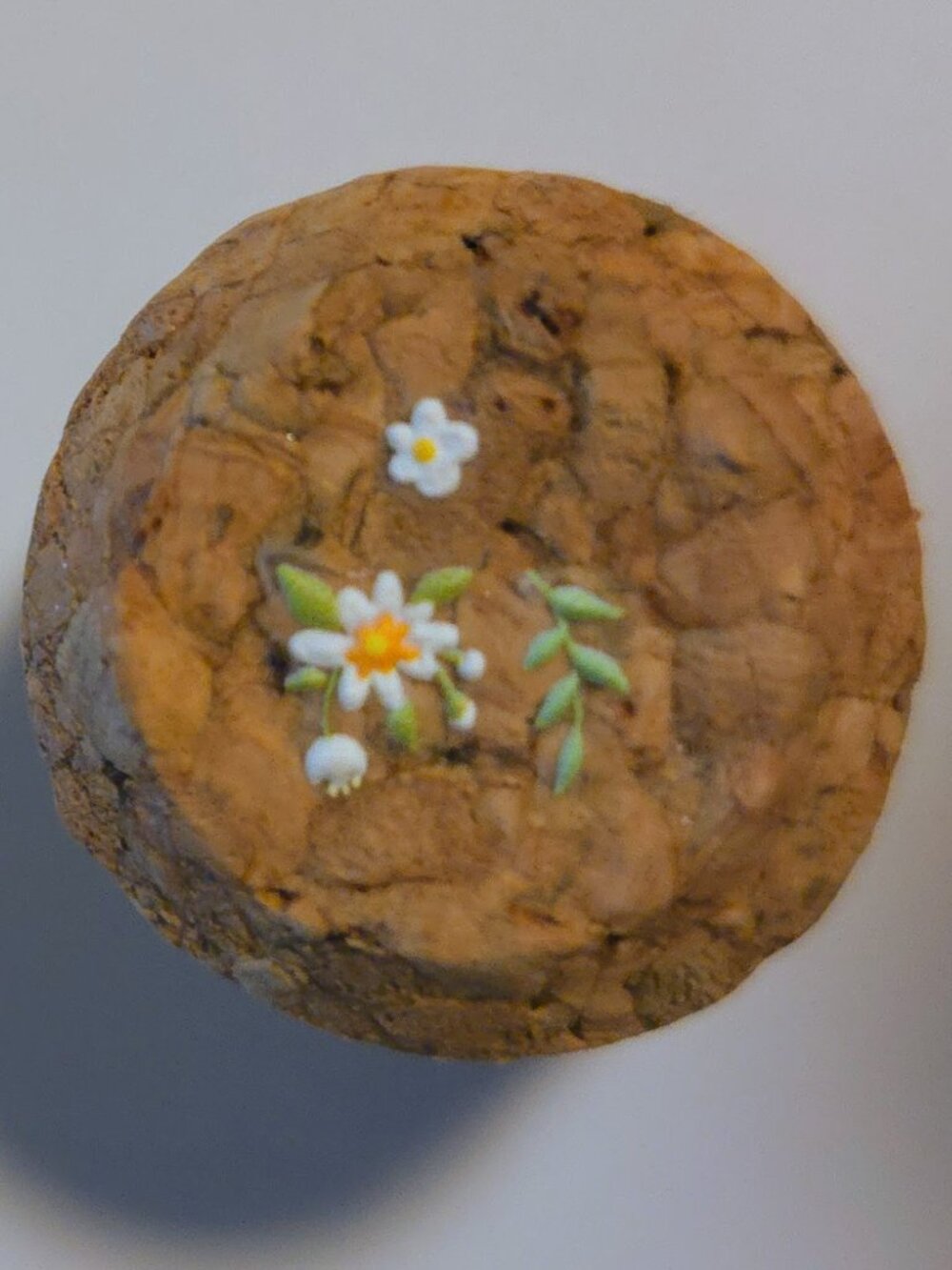 Brand New Hand Crafted Magnet Created from Champagne Cork Featuring Flowers